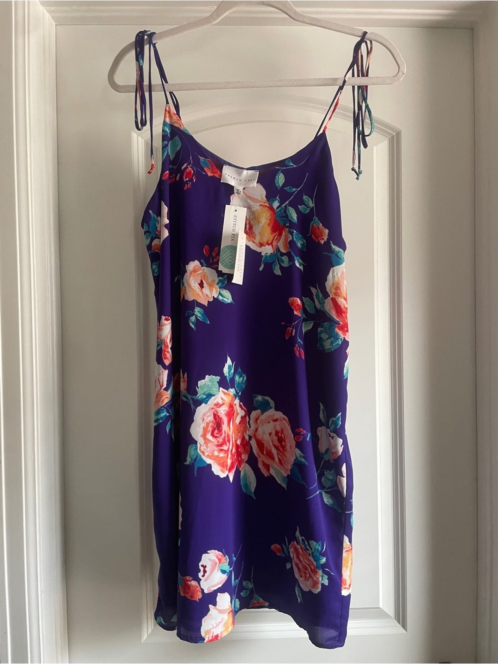 French Grey Stitch Fix Purple Floral Tie Strap Slip Dress NWT Size Medium